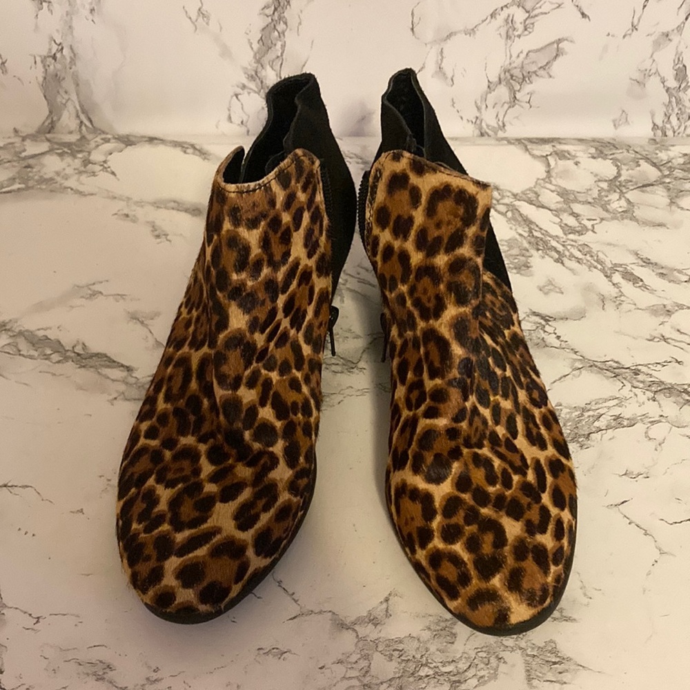 Bass Cheetah Print low heeled boots